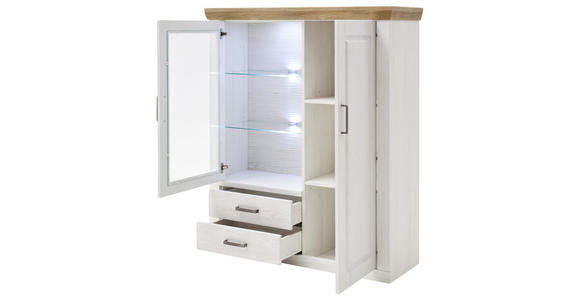 HIGHBOARD Eichefarben, Pinienfarben  - Eichefarben/Schwarz, LIFESTYLE, Glas/Holzwerkstoff (118/142/40cm) - Landscape