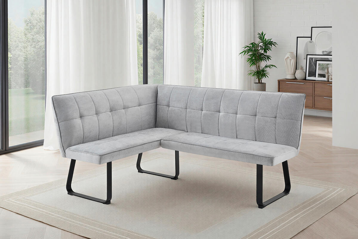 ECKBANK 128/168 cm  in Hellgrau  - Hellgrau/Schwarz, MODERN, Textil/Metall (128/168cm) - MID.YOU