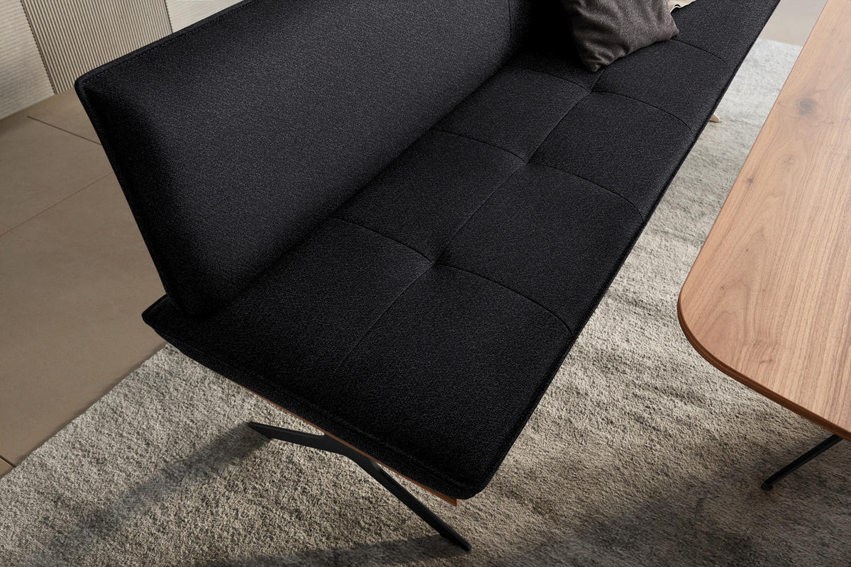 SITZBANK 194/88/66 cm  in Schwarz, Nussbaumfarben  - Nussbaumfarben/Schwarz, Design, Holz/Textil (194/88/66cm) - Koinor