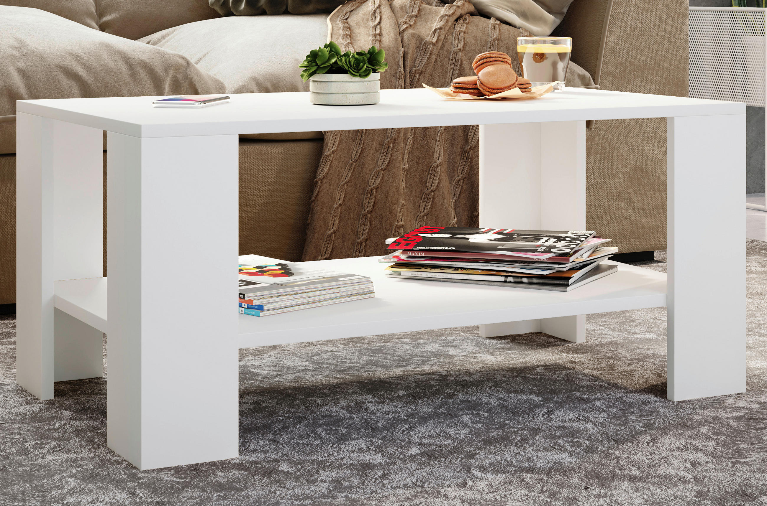 COUCHTISCH 90/53/41 cm rechteckig Weiß  - Weiß, MODERN, Holzwerkstoff (90/53/41cm) - MID.YOU