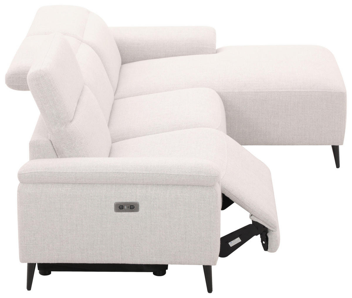 ECKSOFA inkl. Funktionen Hellgrau Leinenoptik  - Schwarzchrom/Hellgrau, Design, Holz/Kunststoff (270/75/171cm) - Xora