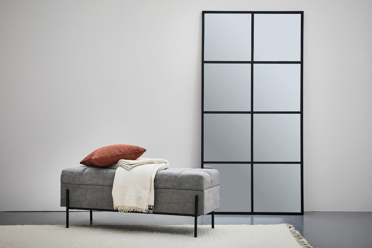 BÄNK i metall, textil, trämaterial grå, svart  - svart/grå, Trend, metall/trämaterial (121/47/41cm) - Xora