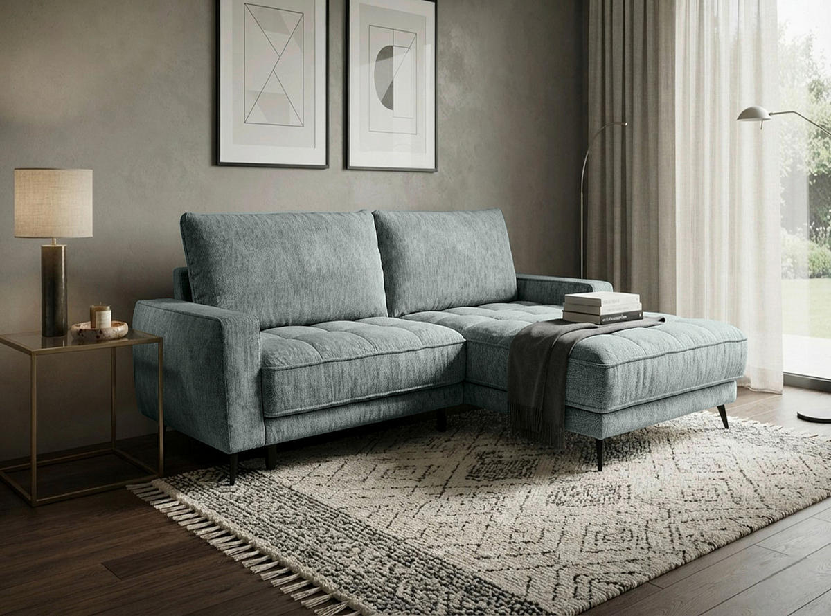  in Chenille Graugrün  - Schwarz/Graugrün, Design, Kunststoff/Textil (260/180cm) - Cantus