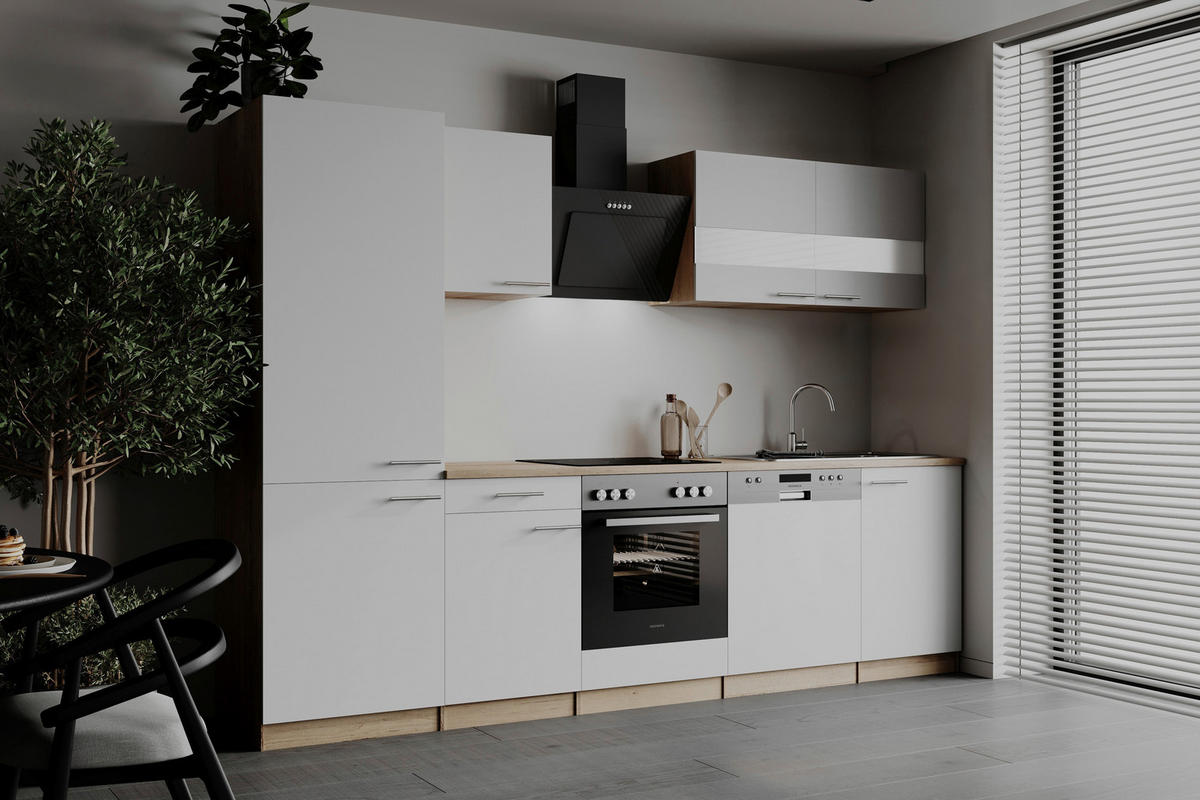 MODULKÖK 280 cm   i vit  - stålfärgad/vit, Basics, metall/trämaterial (280cm) - Respekta