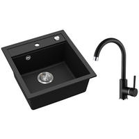 SPÜLENSET  - Schwarz, Basics, Stein/Metall (49/20/51cm) - Visiona