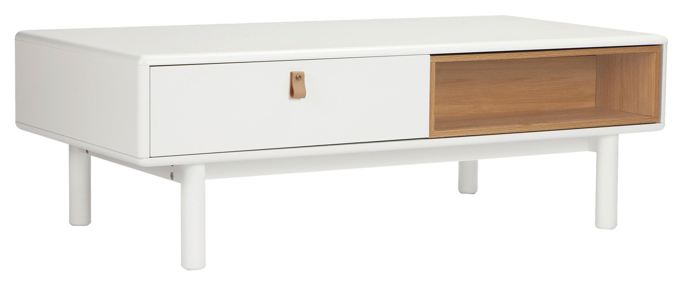 COUCHTISCH Eiche massiv 120/60/40 cm rechteckig Naturfarben, Weiß  - Braun/Weiß, Design, Holz/Holzwerkstoff (120/60/40cm) - Boxxx