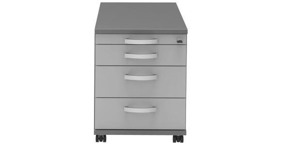 ROLLCONTAINER Anthrazit, Alufarben, Hellgrau - Anthrazit/Hellgrau, KONVENTIONELL, Holzwerkstoff/Metall (42,7/54,4/80cm) - Moderano