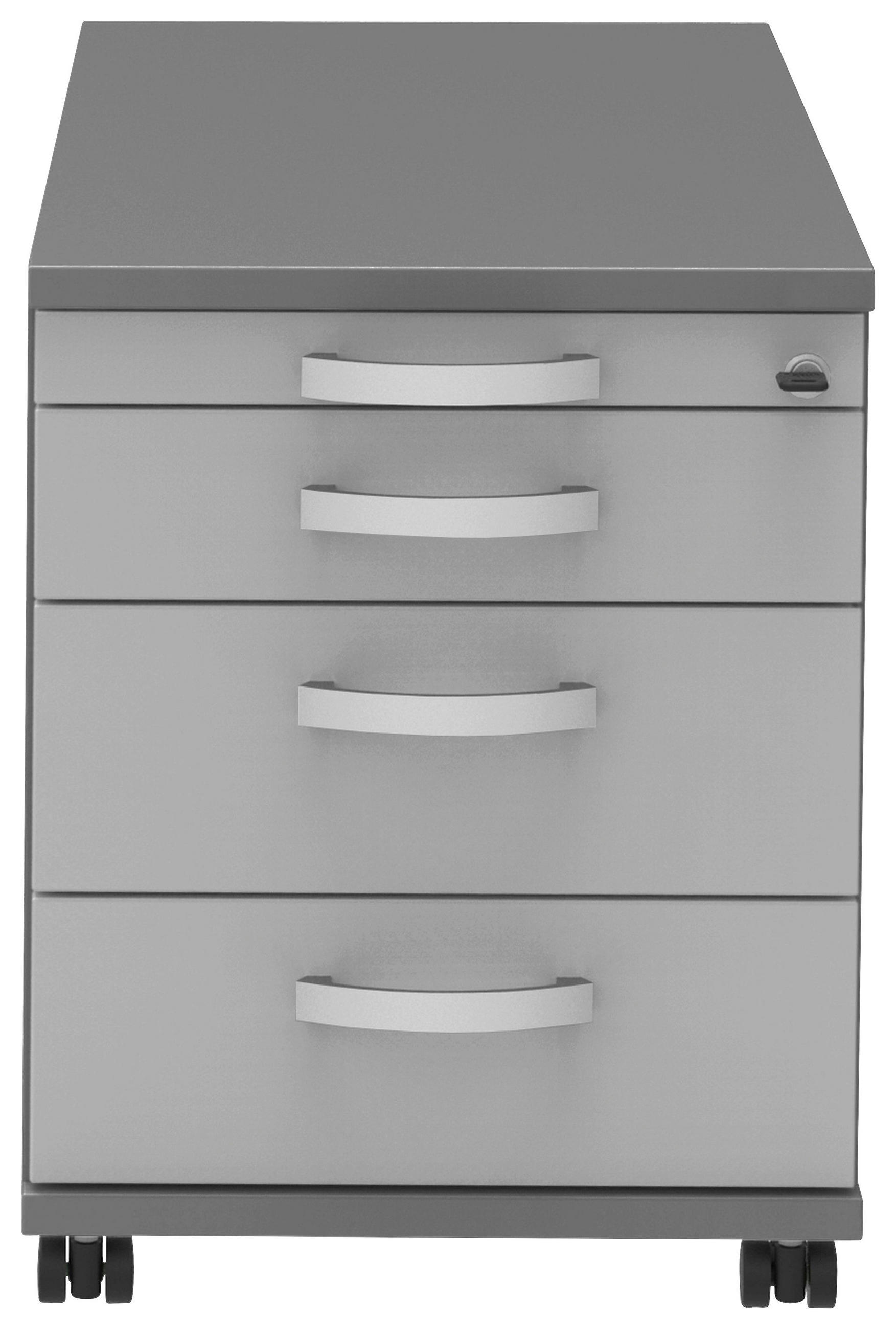ROLLCONTAINER 42,7/54,4/80 cm  - Anthrazit/Hellgrau, KONVENTIONELL, Holzwerkstoff/Metall (42,7/54,4/80cm) - Moderano