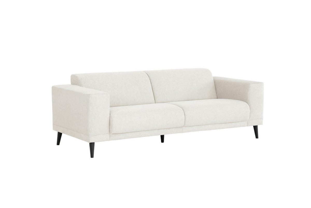 3-SITZER-SOFA in Webstoff Weiß  - Schwarz/Weiß, Design, Holz/Textil (218/77/93cm) - MID.YOU