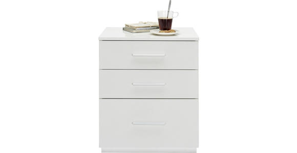 NACHTSCHRANK 50/60/40 cm - Weiß Hochglanz/Alufarben, Design, Holzwerkstoff/Kunststoff (50/60/40cm) - Carryhome