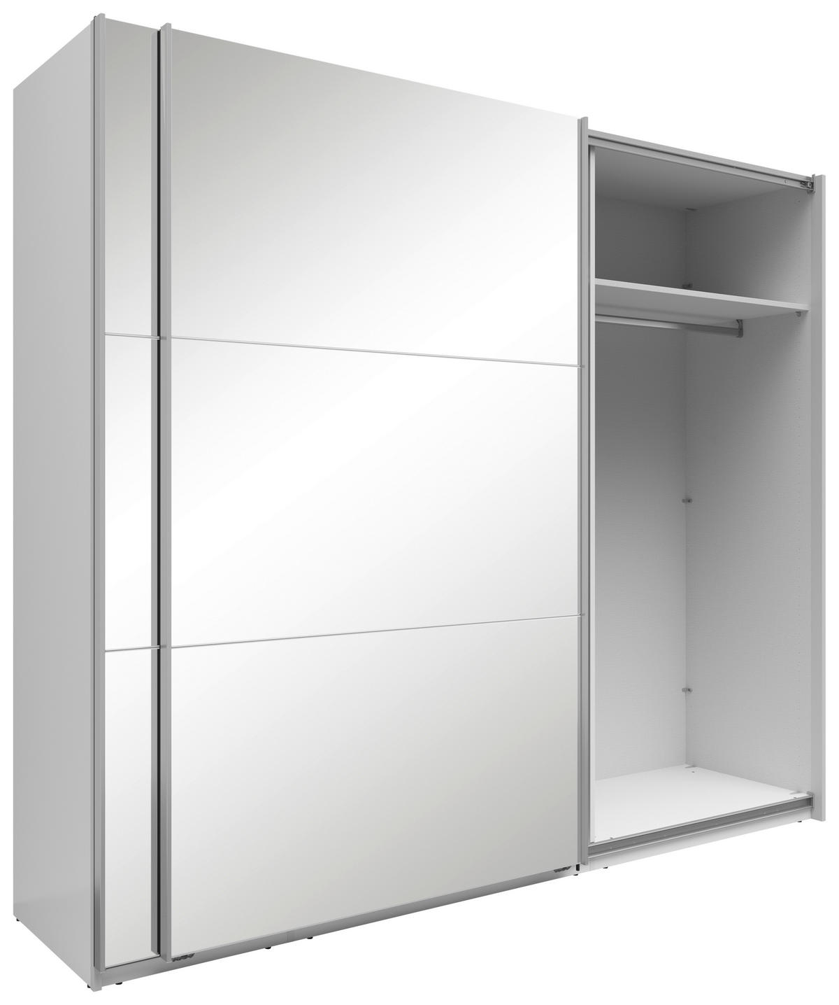 SCHWEBETÜRENSCHRANK 250/216/64 cm 2-türig Weiß  - Silberfarben/Weiß, Basics, Glas/Holzwerkstoff (250/216/64cm) - Boxxx