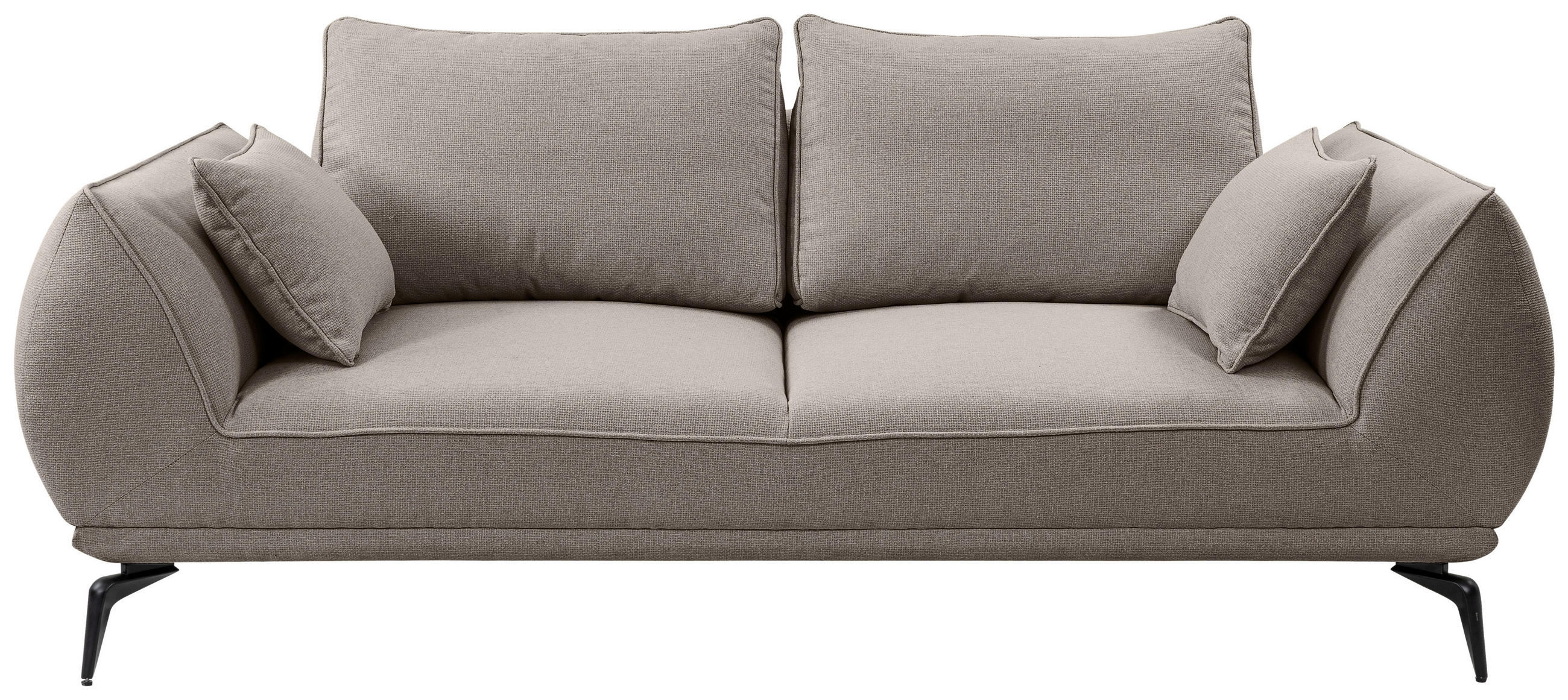 2-SITZER-SOFA Webstoff Hellbraun  - Hellbraun/Schwarz, MODERN, Textil/Metall (208/86/118cm) - MID.YOU