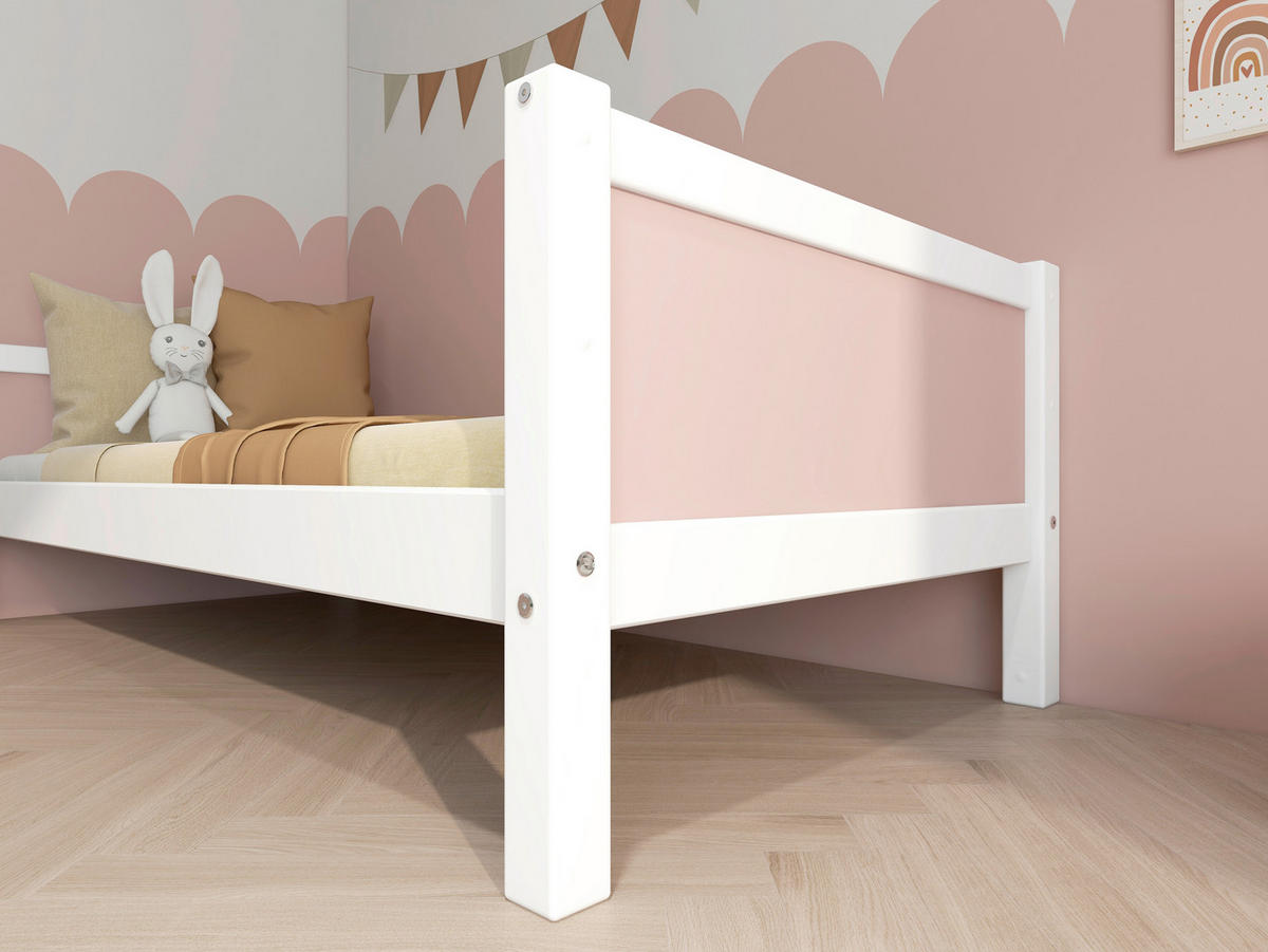 BETT 90/200 cm,  in Rosa, Weiß, Rollrost  - Rosa/Weiß, MODERN, Holz (90/200cm) - Chameo