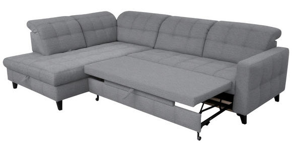 ECKSOFA in Webstoff Grau 216/297 cm - Schwarz/Grau, Design, Holz/Textil (216/297cm) - Xora