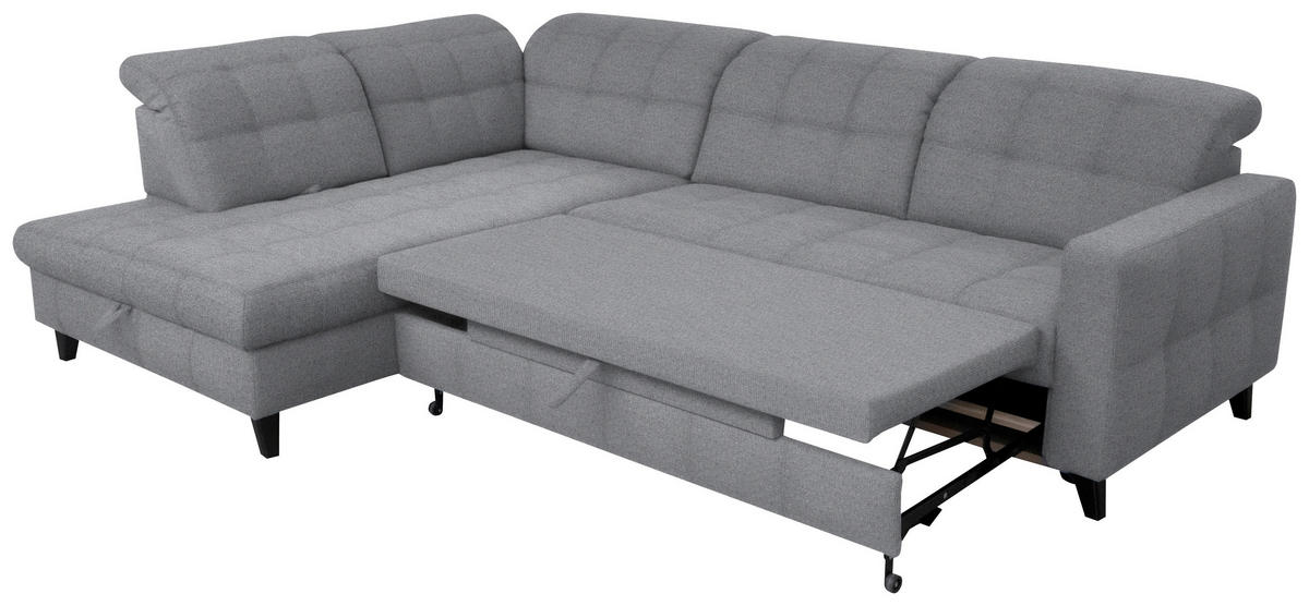 ECKSOFA in Webstoff Grau  - Schwarz/Grau, Design, Holz/Textil (216/297cm) - Xora