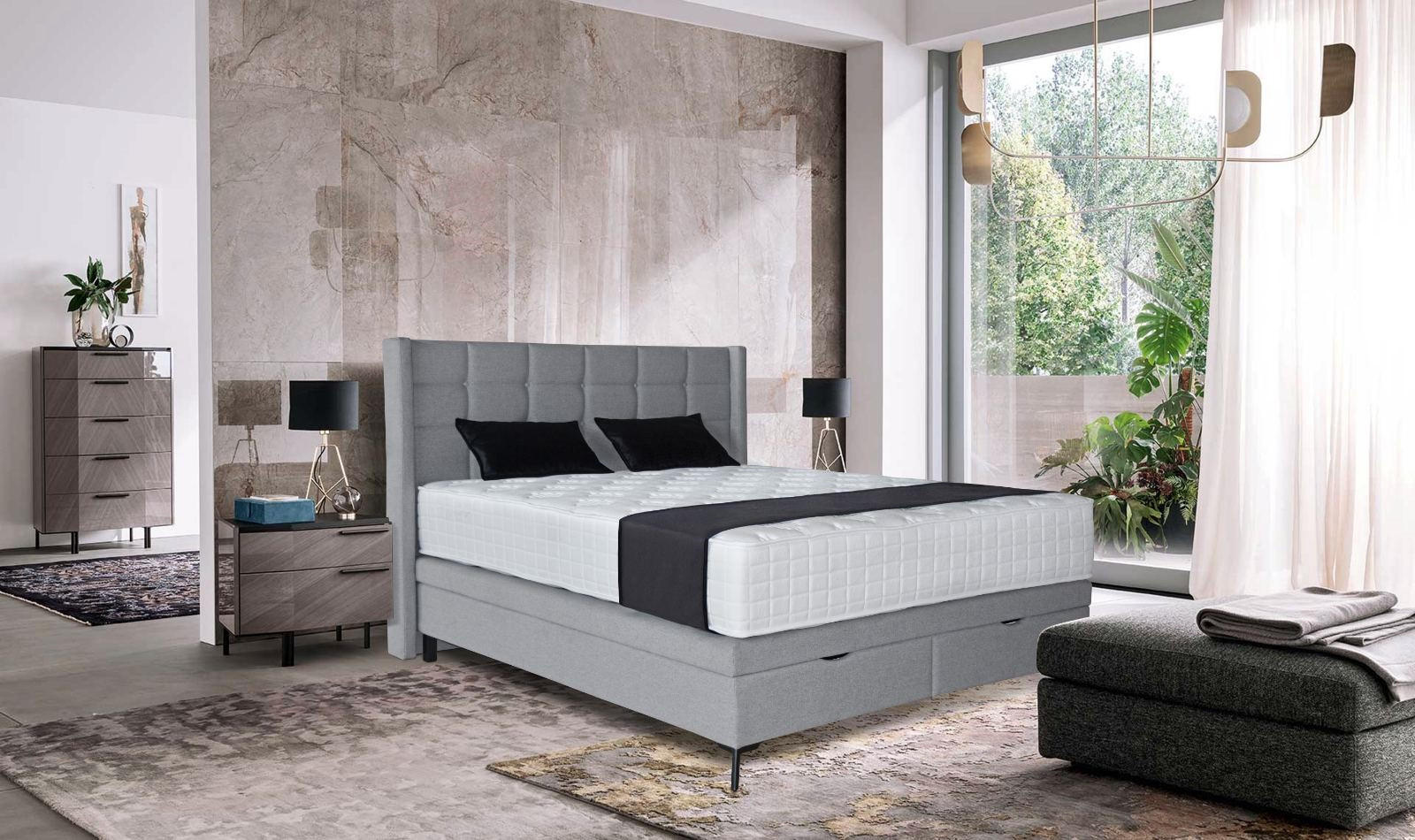 BOX KREVET    160/200 cm  - siva/crna, Moderno, drvni materijal/drvo (160/200cm) - Hom`in