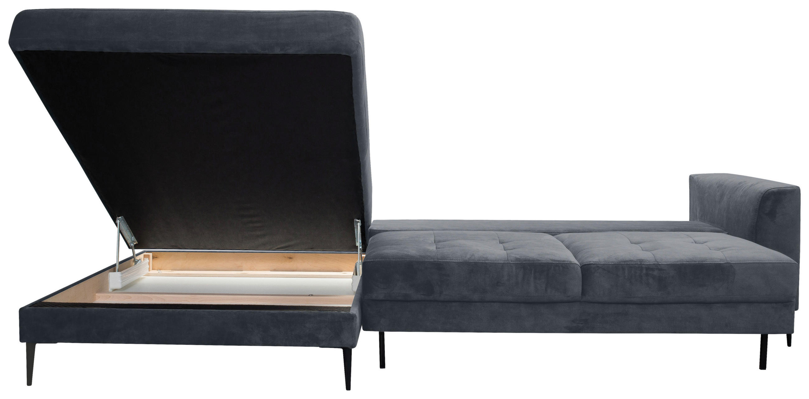 ECKSCHLAFSOFA in Mikrofaser Blaugrau - Blaugrau/Schwarz, Modern, Textil (168/280cm) - Trendmanufaktur