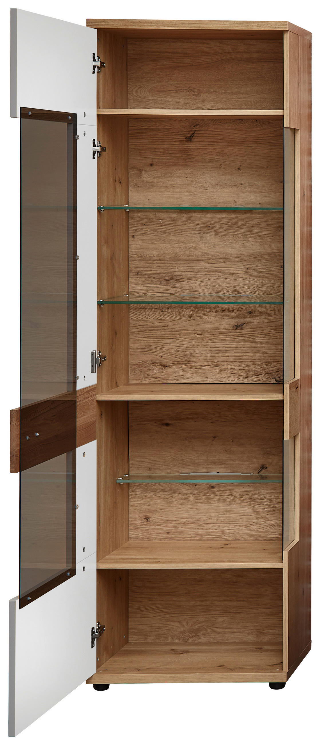 VITRINE Hellgrau, Eiche Artisan, Wildeiche  60/201/38 cm  - Wildeiche/Zinkfarben, Design, Glas/Holz (60/201/38cm) - Novel