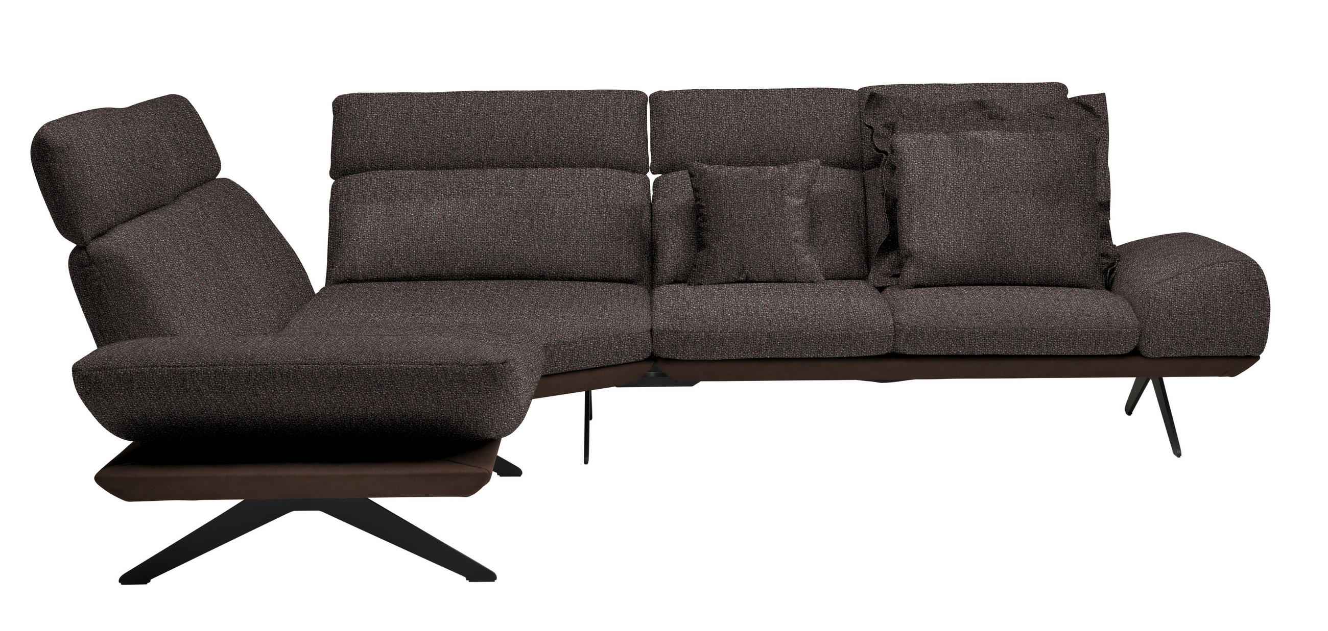 ECKSOFA in Flachgewebe Dunkelbraun  239/270 cm  - Dunkelbraun/Schwarz, Design, Textil/Metall (239/270cm) - Koinor