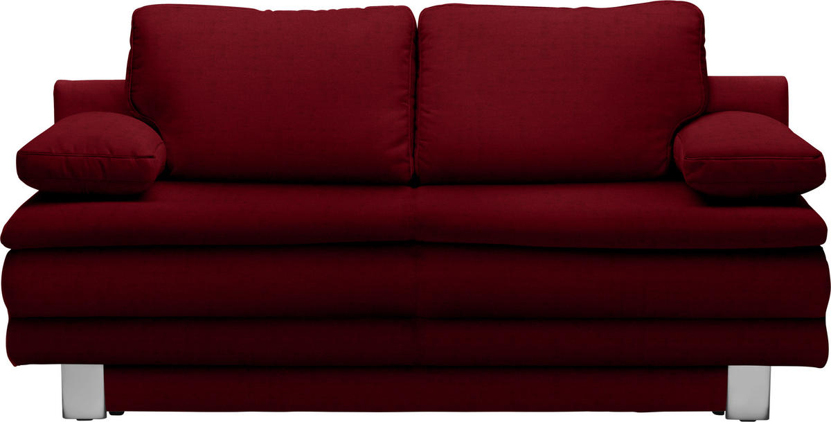 SCHLAFSOFA in Dunkelrot  - Chromfarben/Dunkelrot, Design, Textil/Metall (194/96/86cm) - Novel