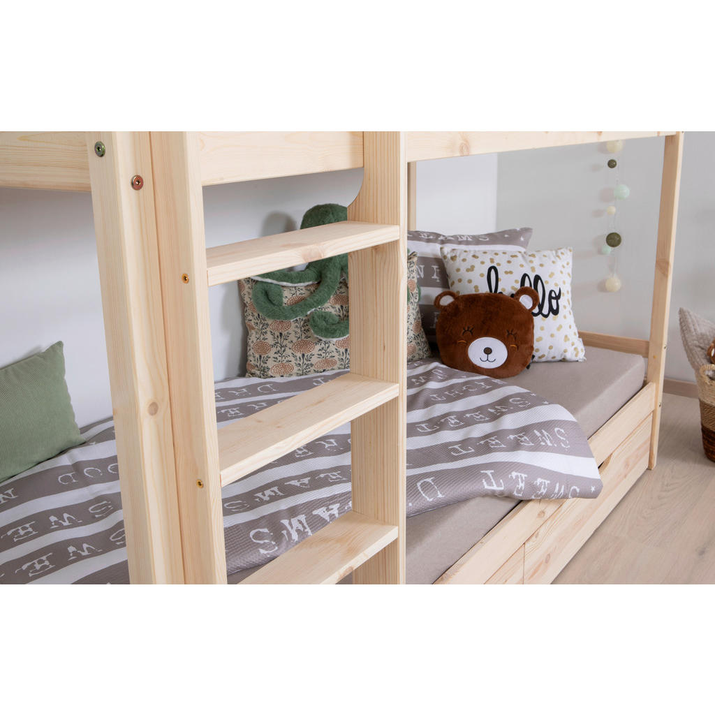 Thumbnail - Mid.you Etagenbett, Natur, Holz, Kiefer, massiv, Höhe ca. 16-18 cm, 90x200 cm, für Rollrost geeignet, mit Schubkästen, K...