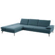 ECKSOFA in Echtleder Blau  195/308 cm  - Blau/Schwarz, Design, Leder/Metall (195/308cm) - Dieter Knoll