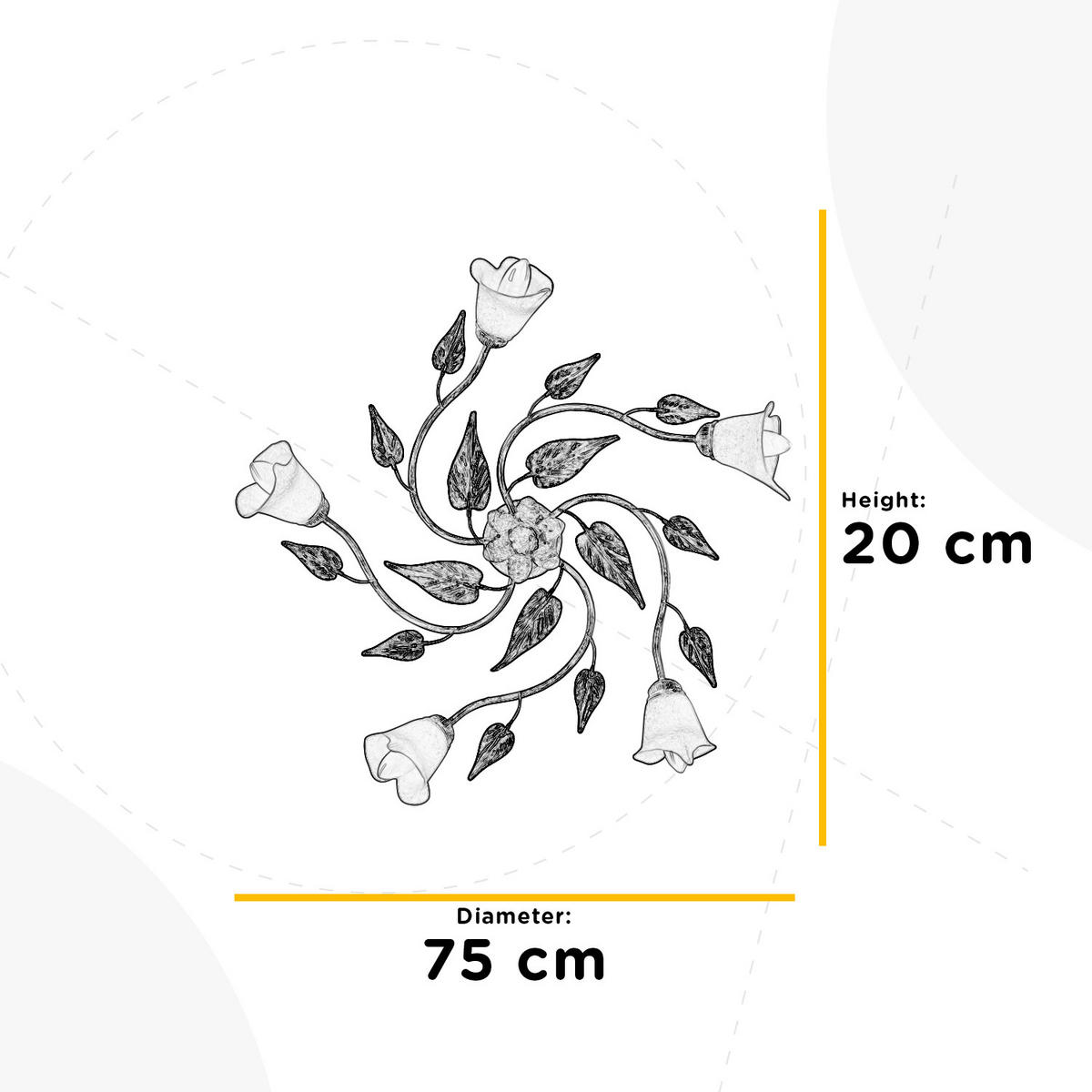 STROPNÉ SVIETIDLO, 70/70/20 cm - biela/béžová, Natur, kov/sklo (70/70/20cm)