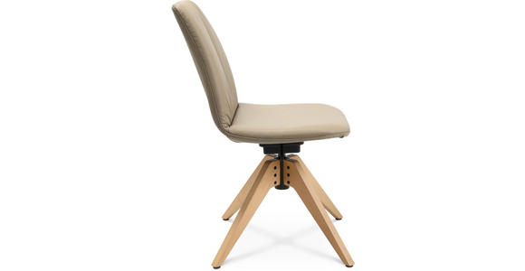 STUHL in Echtleder pigmentiert Holz, Leder - Eichefarben/Beige, Design, Leder/Holz (46/82,5-85,25/55cm) - Johann Jakob