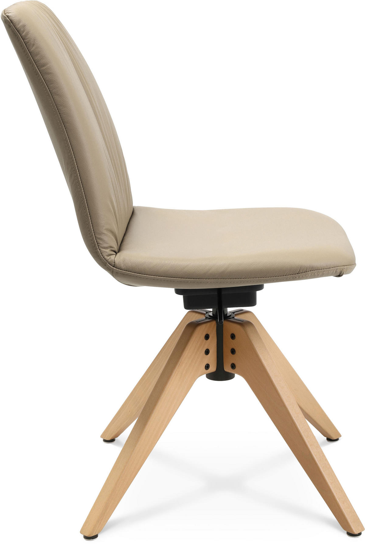 STUHL  in Echtleder pigmentiert  - Eichefarben/Beige, Design, Leder/Holz (46/82,5-85,25/55cm) - Johann Jakob