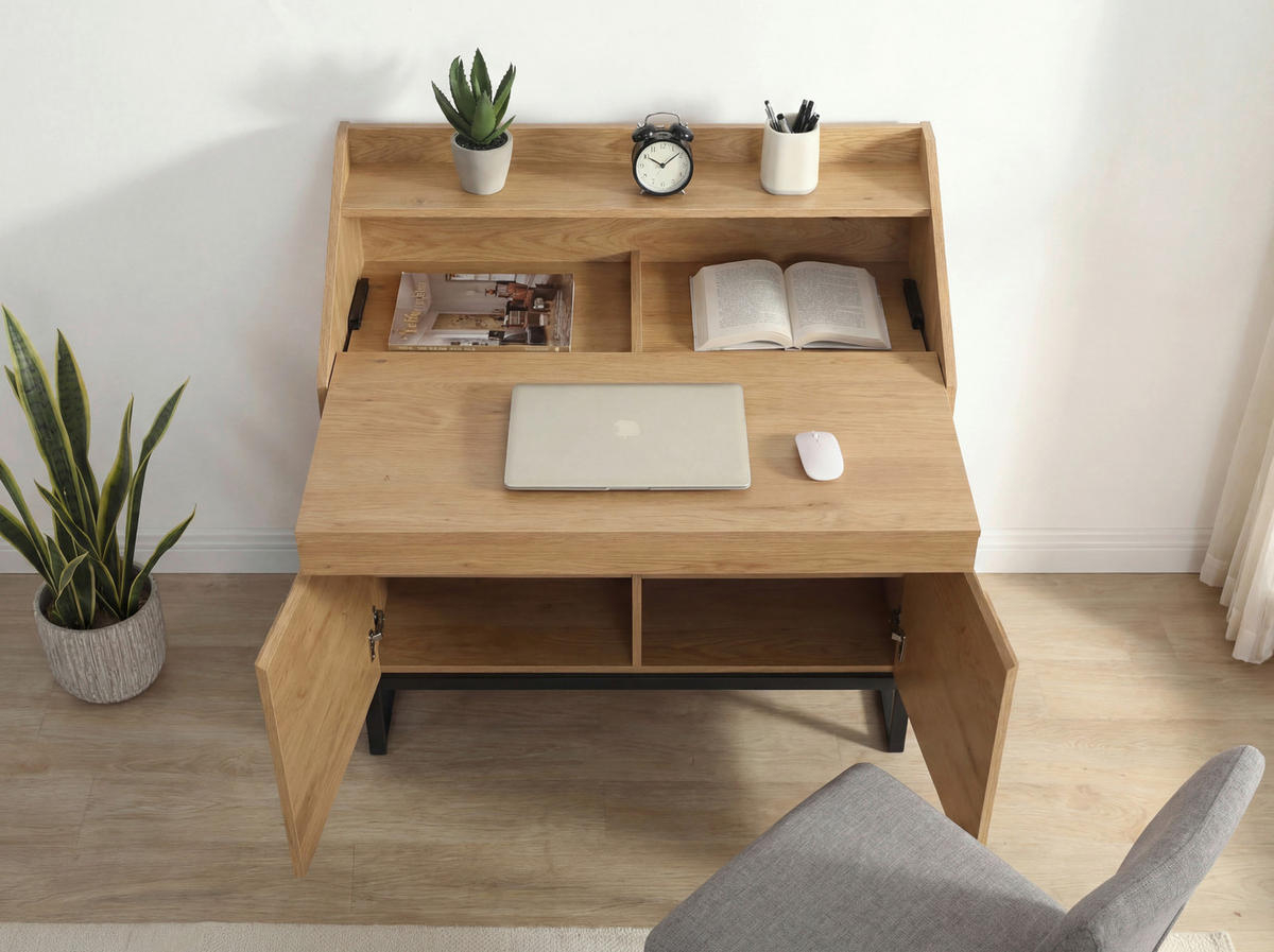 SCHREIBTISCH 100/45/95 cm Braun  - Schwarz/Braun, Design, Holzwerkstoff/Metall (100/45/95cm) - Livetastic