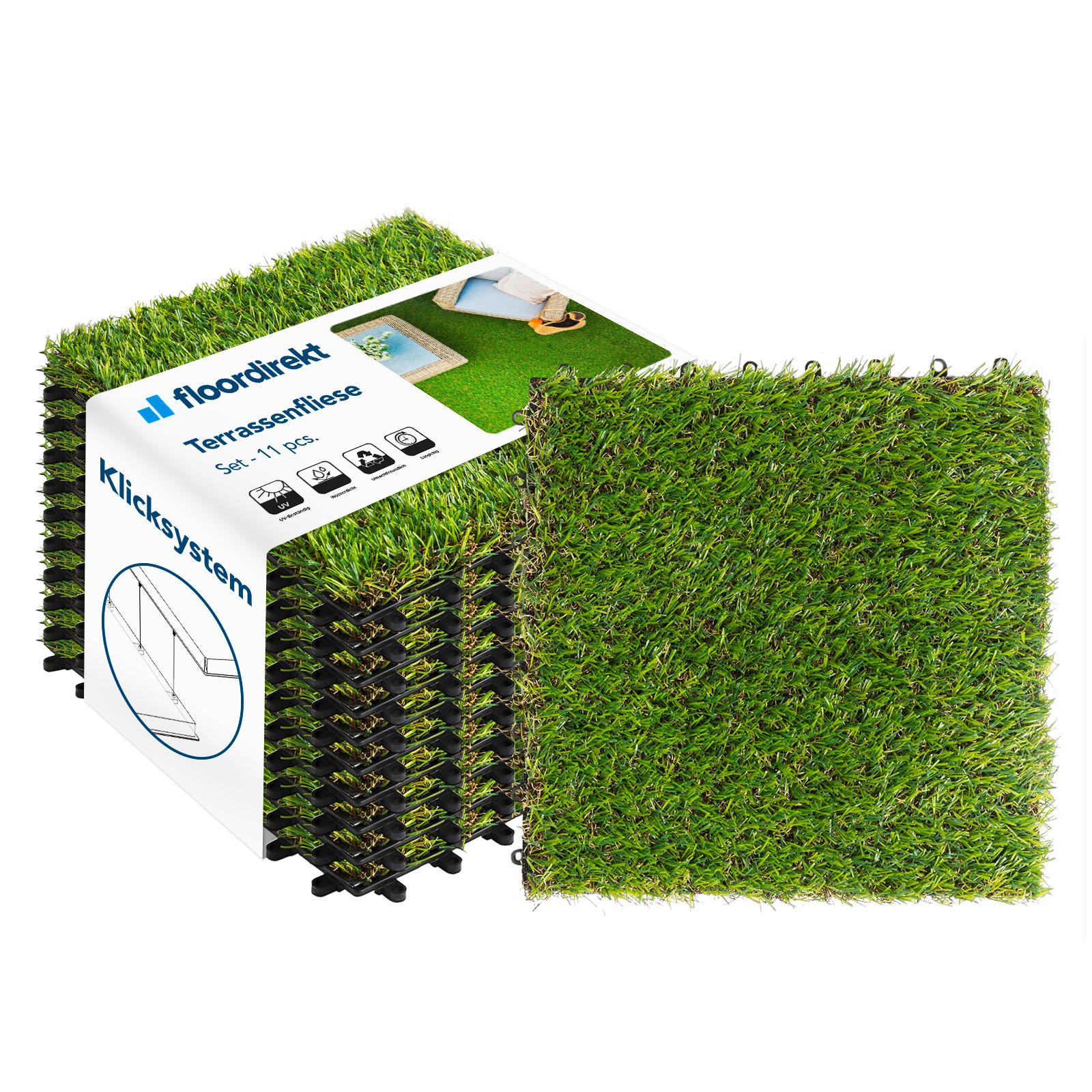 TERRASSENFLIESE Grün 11 Stück  - Grün, MODERN, Kunststoff (30/30cm) - Floordirekt