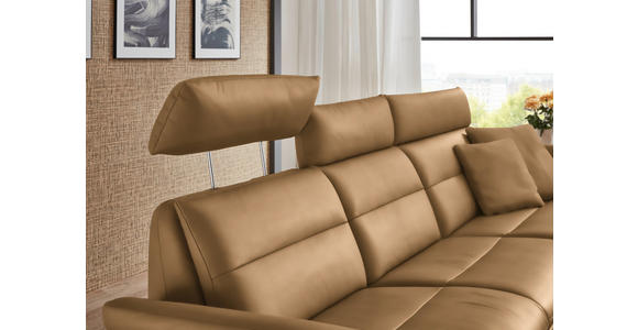 ECKSOFA in Echtleder Honig 300/157 cm - Schwarz/Honig, Design, Leder/Metall (300/157cm) - Dieter Knoll