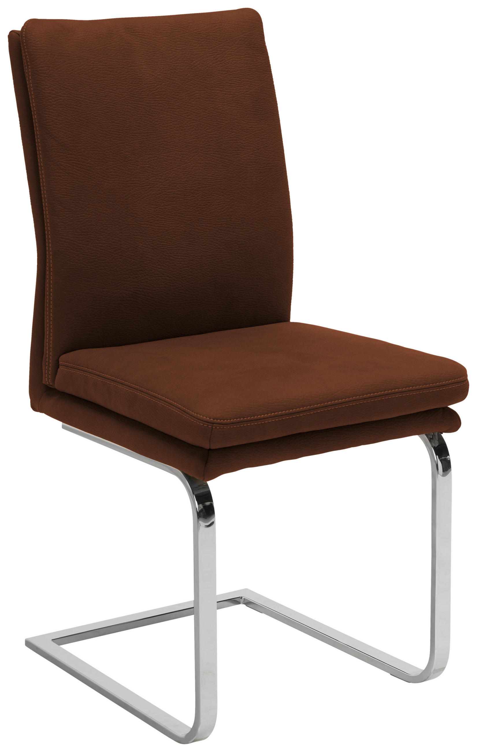 SCHWINGSTUHL  in Stahl Mikrofaser  - Chromfarben/Dunkelbraun, Design, Textil/Metall (47/100/64cm) - Novel