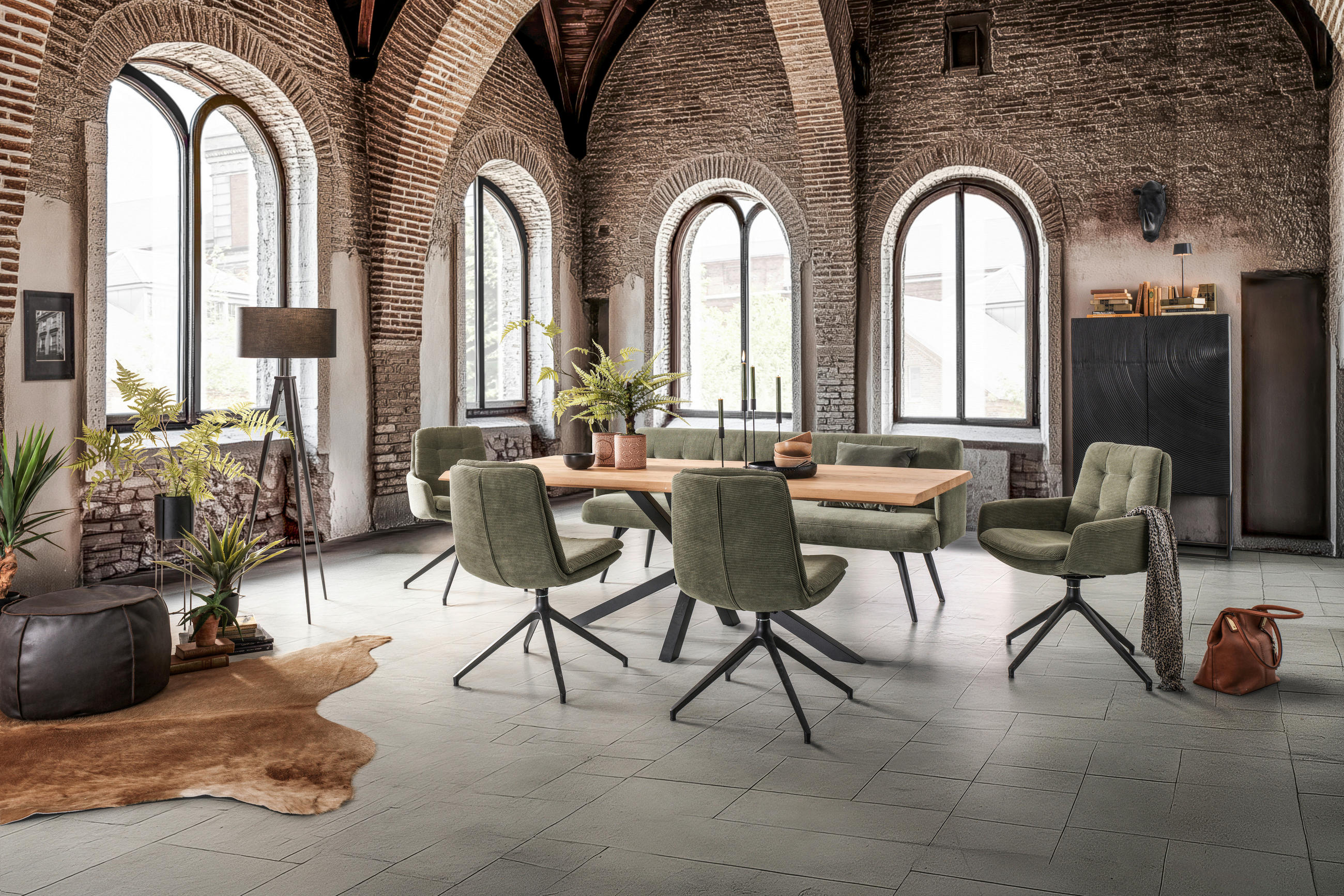 Thumbnail - Johann Jakob Stuhl, Olivgrün, Textil, Drehkreuz, 49x90x68 cm, Blauer Engel, Goldenes M, Dgm, Oeko-Tex® Standard 100, DGM...