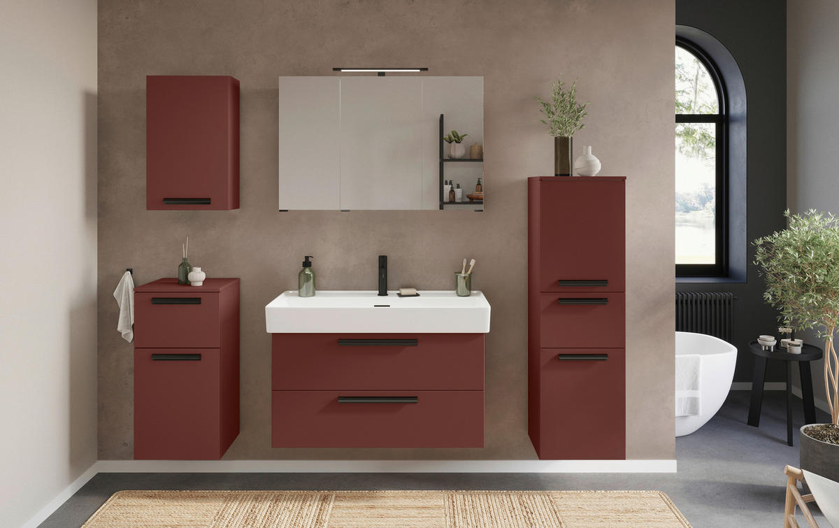 WASCHTISCHKOMBI 100 cm  - Rot/Schwarz, KONVENTIONELL, Keramik/Holzwerkstoff (100cm) - Xora