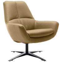 SESSEL BE ORGANIC Echtleder Hellbraun    - Hellbraun/Schwarz, MODERN, Leder/Metall (81/92/83cm) - Trendmanufaktur