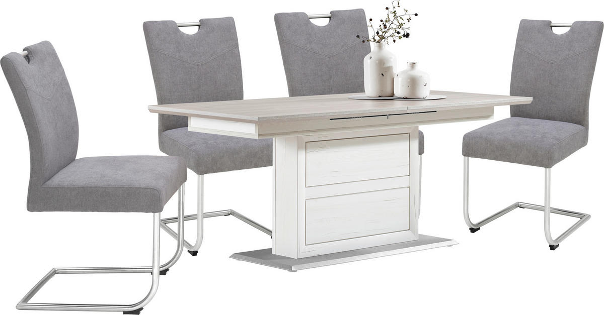 ESSTISCH rechteckig Grau, Weiß  - Weiß/Grau, LIFESTYLE, Holzwerkstoff (160-200/90/76,2cm) - Hom`in