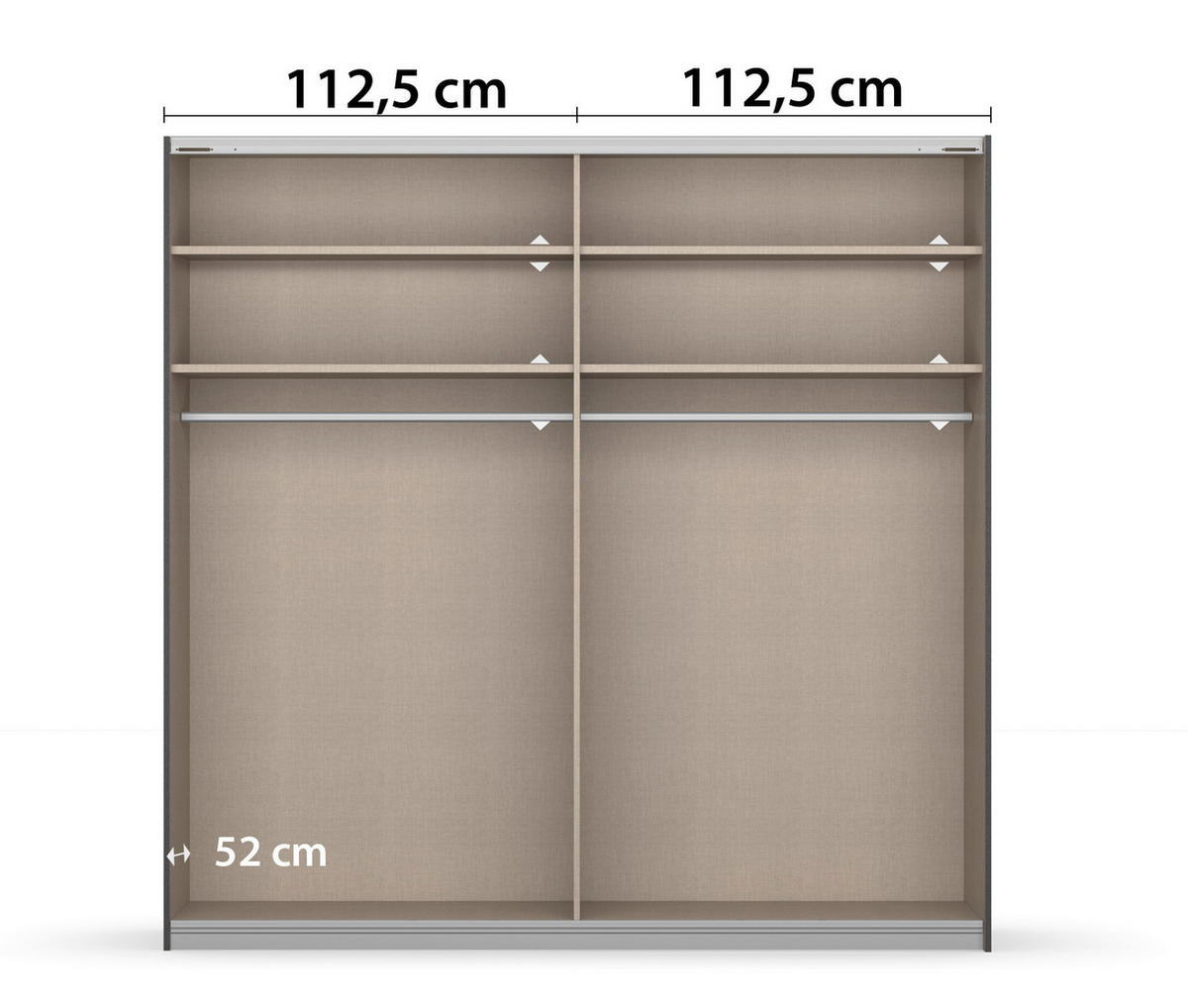 SCHWEBETÜRENSCHRANK  in Weiß  - Alufarben/Weiß, MODERN, Holzwerkstoff/Metall (226/230/62cm) - Rauch Möbel