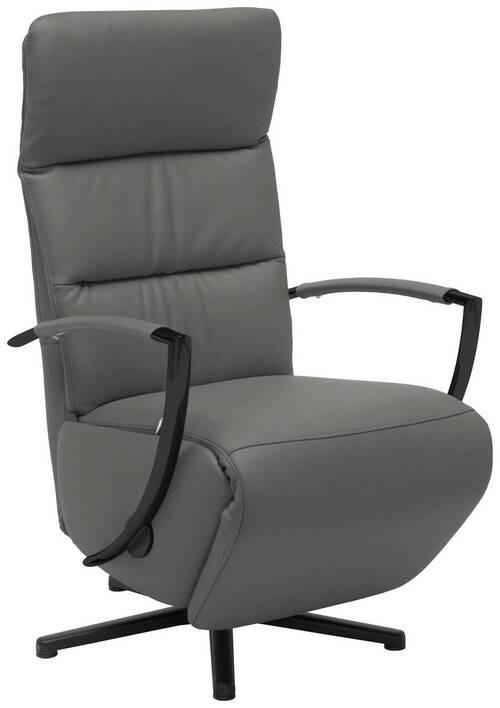 RELAXSESSEL in Leder Grau  - Schwarz/Grau, Design, Leder/Metall (64/112/80cm) - Cantus