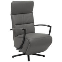 RELAXSESSEL in Leder Grau  - Schwarz/Grau, Design, Leder/Metall (64/112/80cm) - Cantus