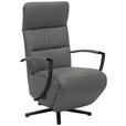 RELAXSESSEL in Leder Grau  - Schwarz/Grau, Design, Leder/Metall (64/112/80cm) - Cantus