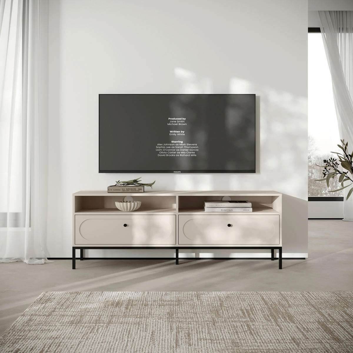 TV-ELEMENT - Kaschmir/Schwarz, Design, Holzwerkstoff/Metall (150/60/40cm) - MID.YOU