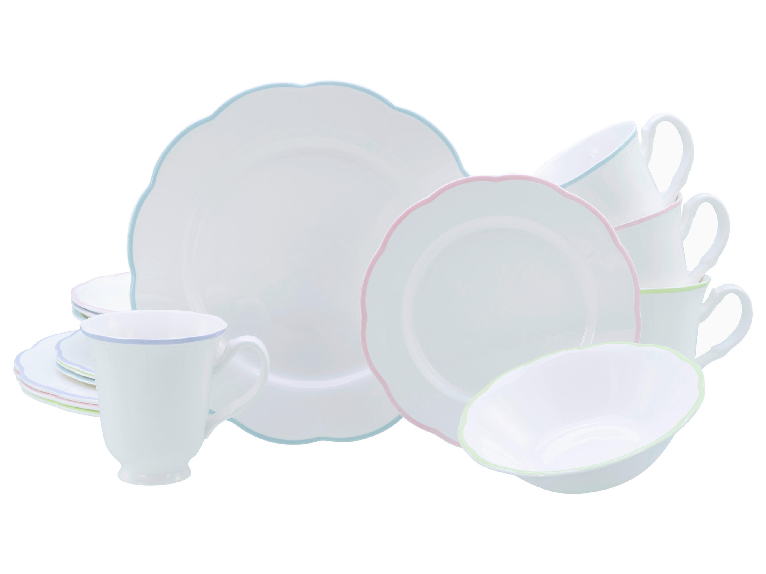 KOMBISERVICE Lila, Weiß, Hellblau, Hellrosa, Limette Florine Bunt 16-teilig 4 Personen  - Hellrosa/Lila, Basics, Keramik - Creatable