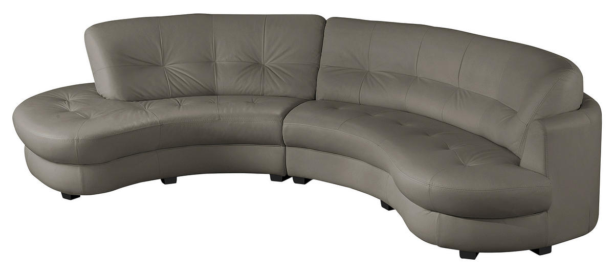 ECKSOFA Schlammfarben Echtleder Lederlook  - Schlammfarben/Schwarz, Design, Leder/Kunststoff (113/300cm) - Livetastic
