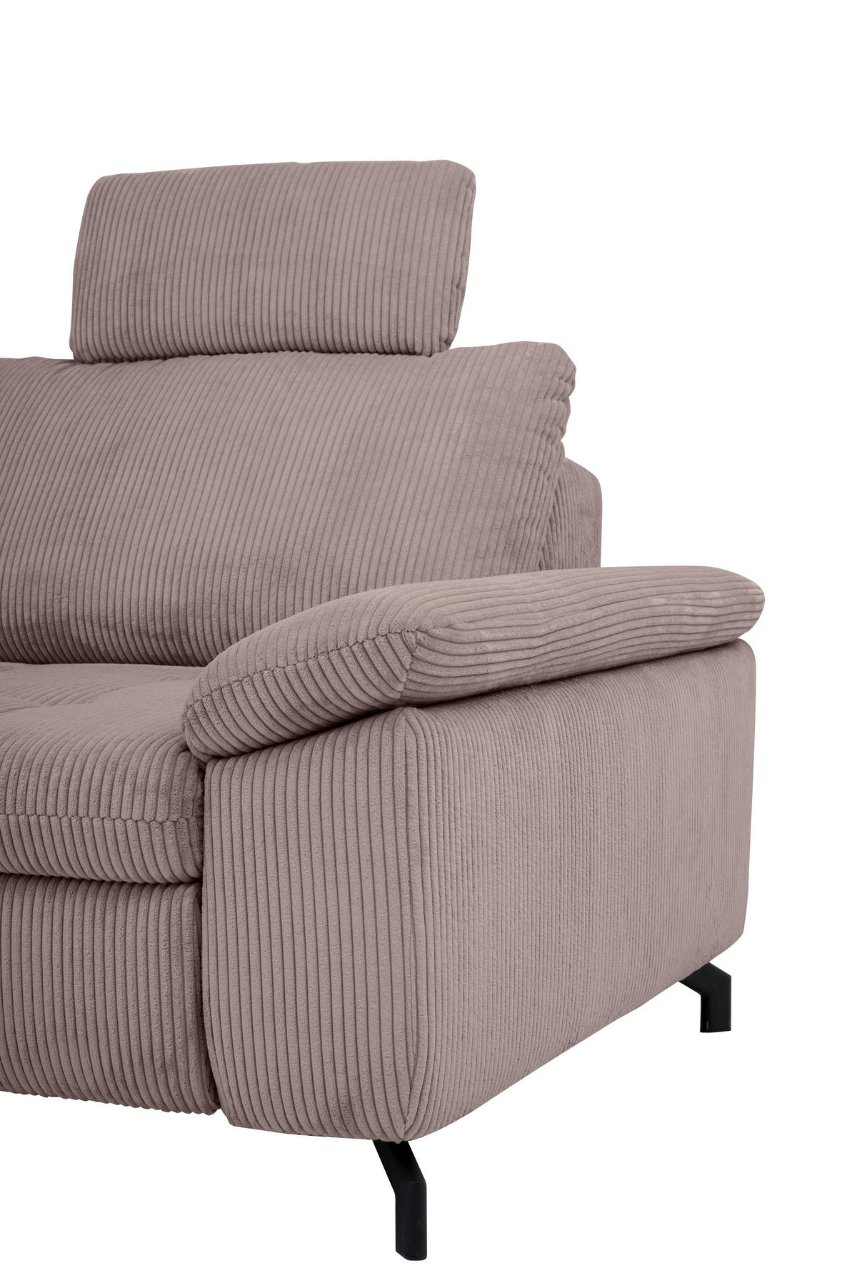 ECKSOFA in Cord, Velours Altrosa  - Schwarz/Altrosa, Design, Textil/Metall (197/291cm) - Beldomo Style