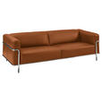 3-SITZER-SOFA Mandia in Echtleder Braun  - Chromfarben/Braun, Design, Leder/Metall (236/67/96cm) - Johann Jakob