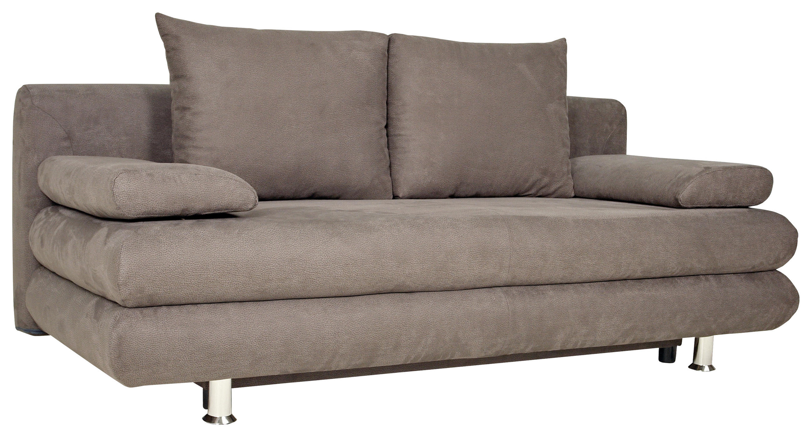 SCHLAFSOFA Mikrofaser Braun  - Chromfarben/Braun, Design, Kunststoff/Textil (196/74/90cm) - Carryhome