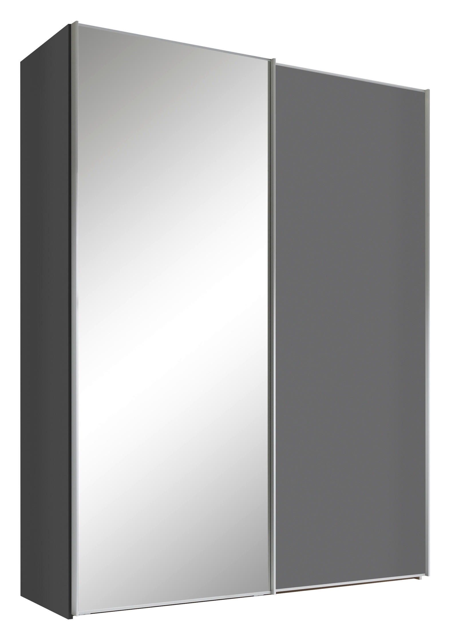 SCHWEBETÜRENSCHRANK in Dunkelgrau  - Dunkelgrau/Alufarben, Design, Glas/Holzwerkstoff (167/222/68cm) - Moderano