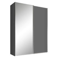 SCHWEBETÜRENSCHRANK  in Dunkelgrau  - Dunkelgrau/Alufarben, Design, Glas/Holzwerkstoff (167/222/68cm) - Moderano
