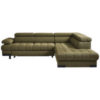 ECKSOFA in Webstoff Olivgrün  - Schwarz/Olivgrün, Design, Textil/Metall (263/223cm) - Welnova